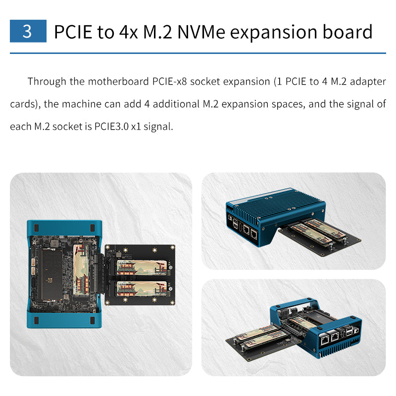 N100/N200/I3-N305 PCIE EXPANSION NETWORK CARD 2*INTEL I226/I210 EXPANSION 10G PORT 82599 DUAL 10G/1*PCIE TO 4*M.2 ADAPTER CARD