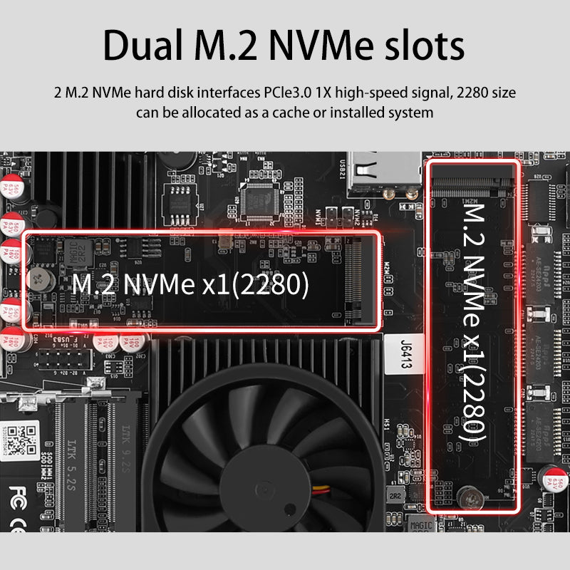 J6412/J6413 NAS Board / Six SATA3.0/ Dual M.2/ I226-V Nics.