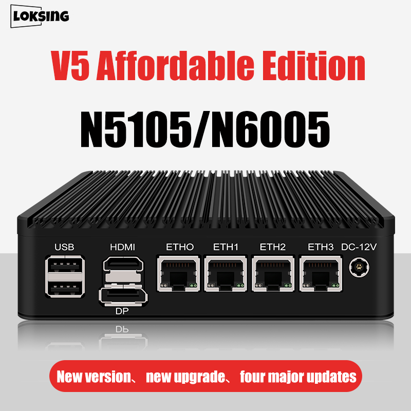 Upgrade i226-V N5105 V5 Softroute Mini-host /PVE/ESXI Fansless Energy Saving PC Affordable Edition.